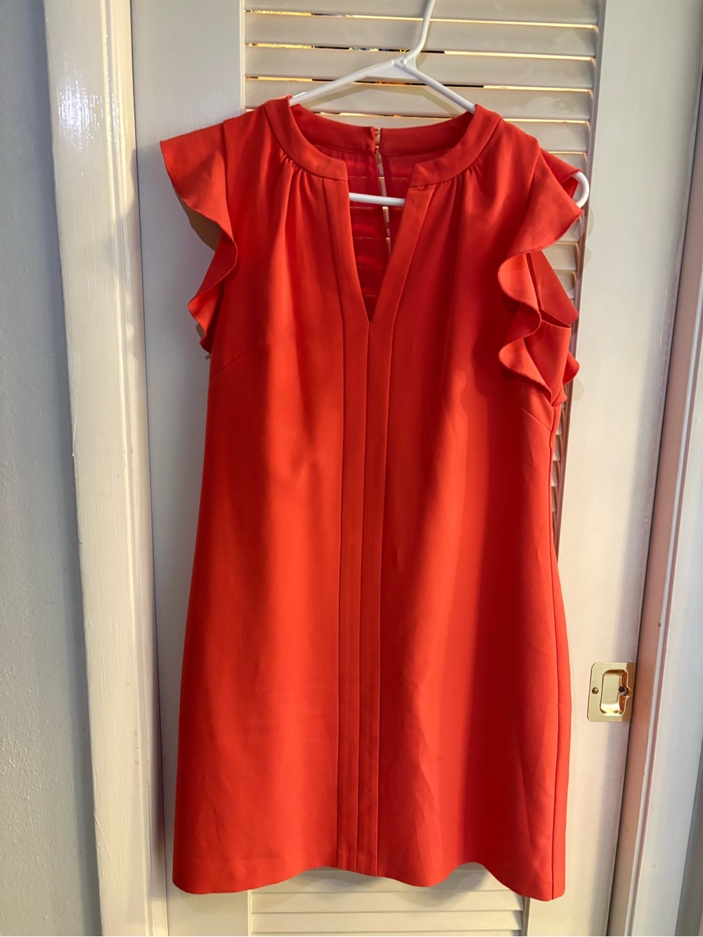 Vince Camuto Coral-Pink Ruffle Sleeve Shift Dress